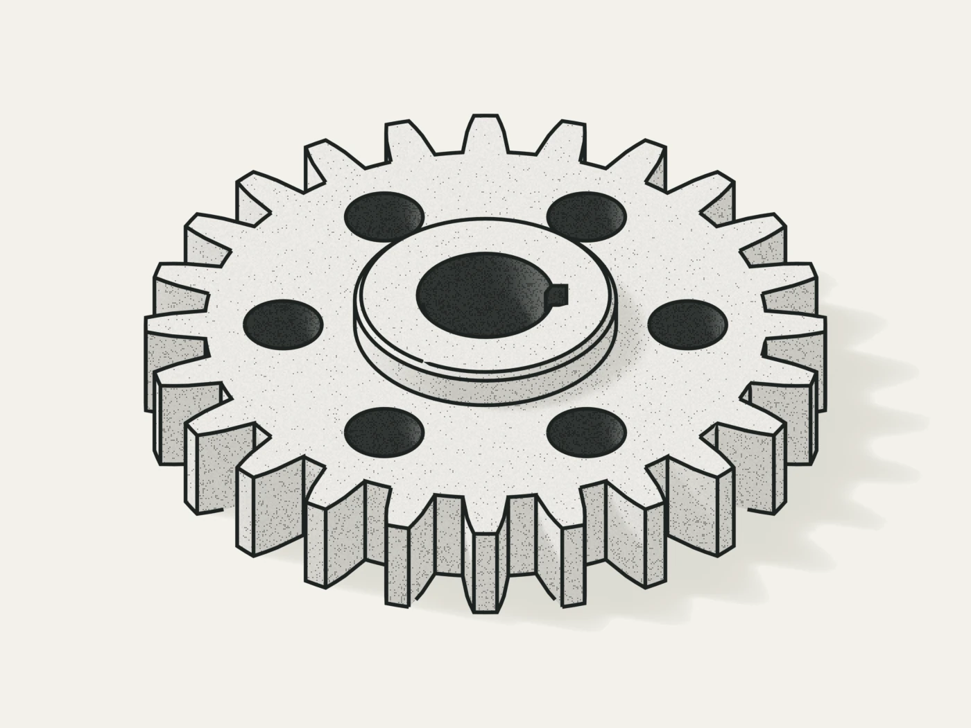 Line drawing of a machined spur gear
